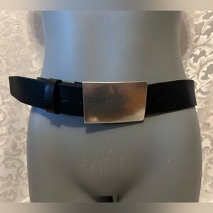 Fossil Leather Belt, Size 34, Unisex, Distressed Silver-tone Buckle, 052161